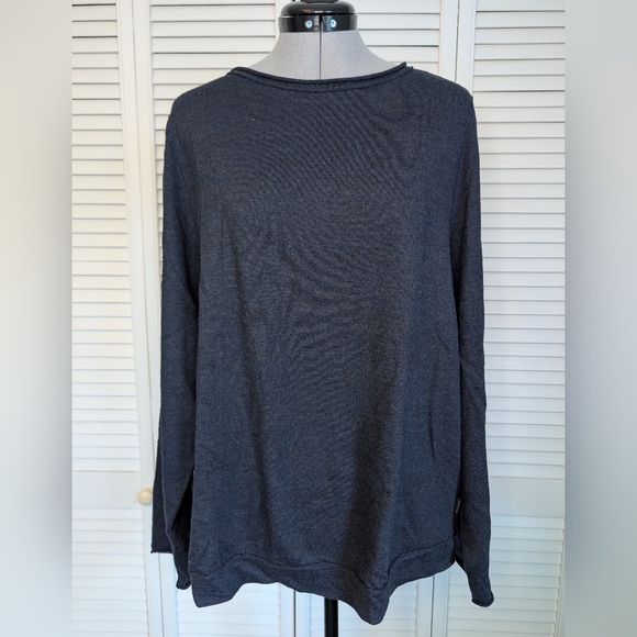 OSKA Long Sleeve Navy Blue T shirt Tunic Sweater 100% virgin wool size 2… - Picture 1 of 10